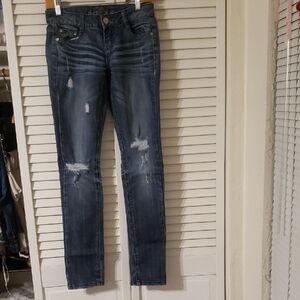 Almost Famous Distressed Dark Blue Skinny Jeans